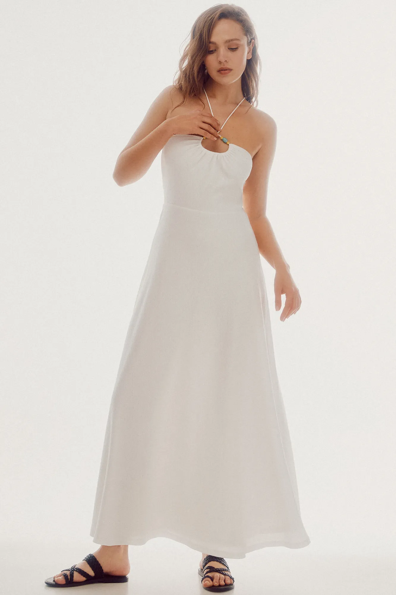 Slowlove Vestido Halter Con Abalorios Blanco Hot