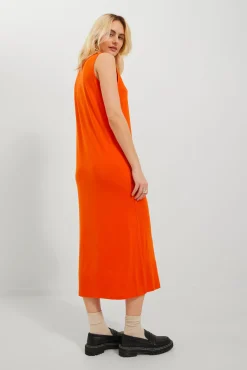 Jack & Jones Vestido Largo Con Lyocell Naranja Hot