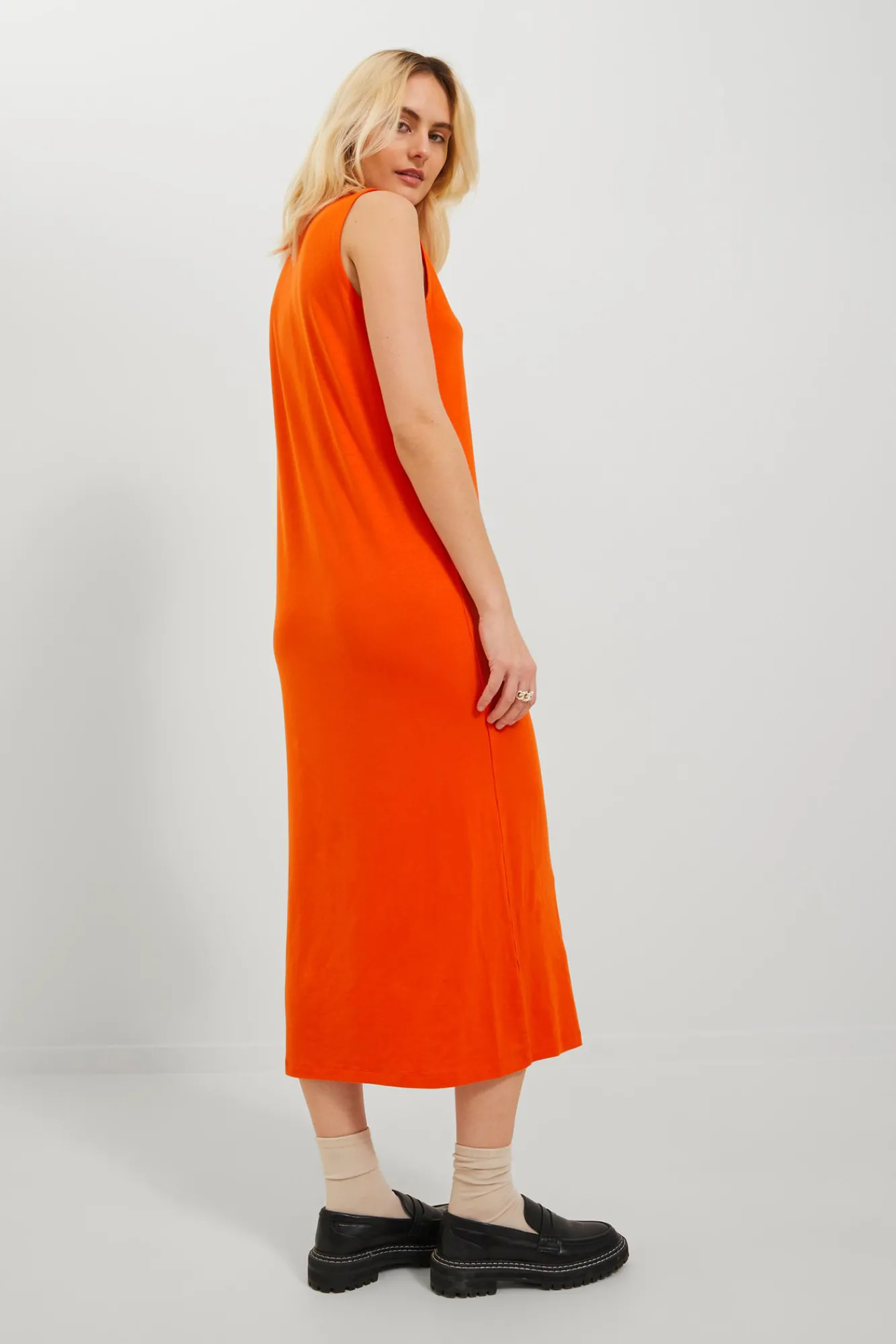 Jack & Jones Vestido Largo Con Lyocell Naranja Hot