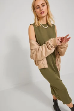 Jack & Jones Vestido Largo Con Lyocell Verde Best