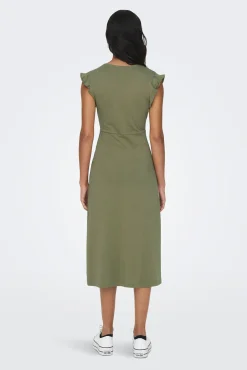 Only Vestido Largo Cruzado Verde Outlet