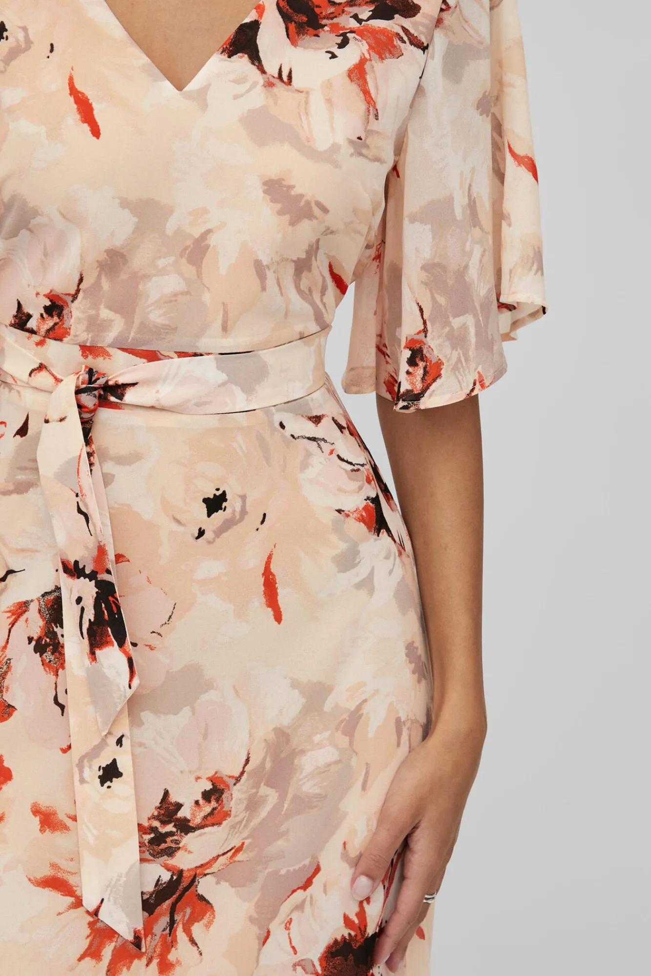 Vila Vestido Largo De Manga Corta Rosa Online