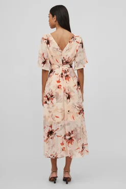 Vila Vestido Largo De Manga Corta Rosa Online