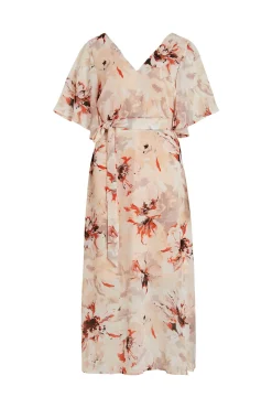 Vila Vestido Largo De Manga Corta Rosa Online