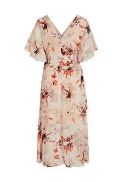 Vila Vestido Largo De Manga Corta Rosa Online