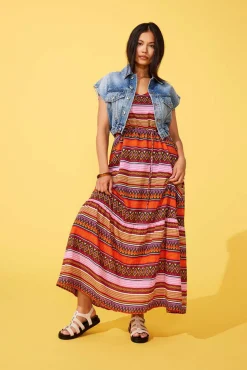 Only Vestido Largo De Tirantes Naranja Online