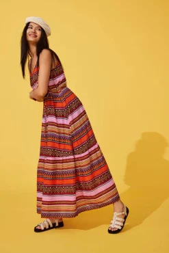 Only Vestido Largo De Tirantes Naranja Online
