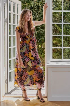 JDY Vestido Largo Estampado Sin Mangas Negro Clearance