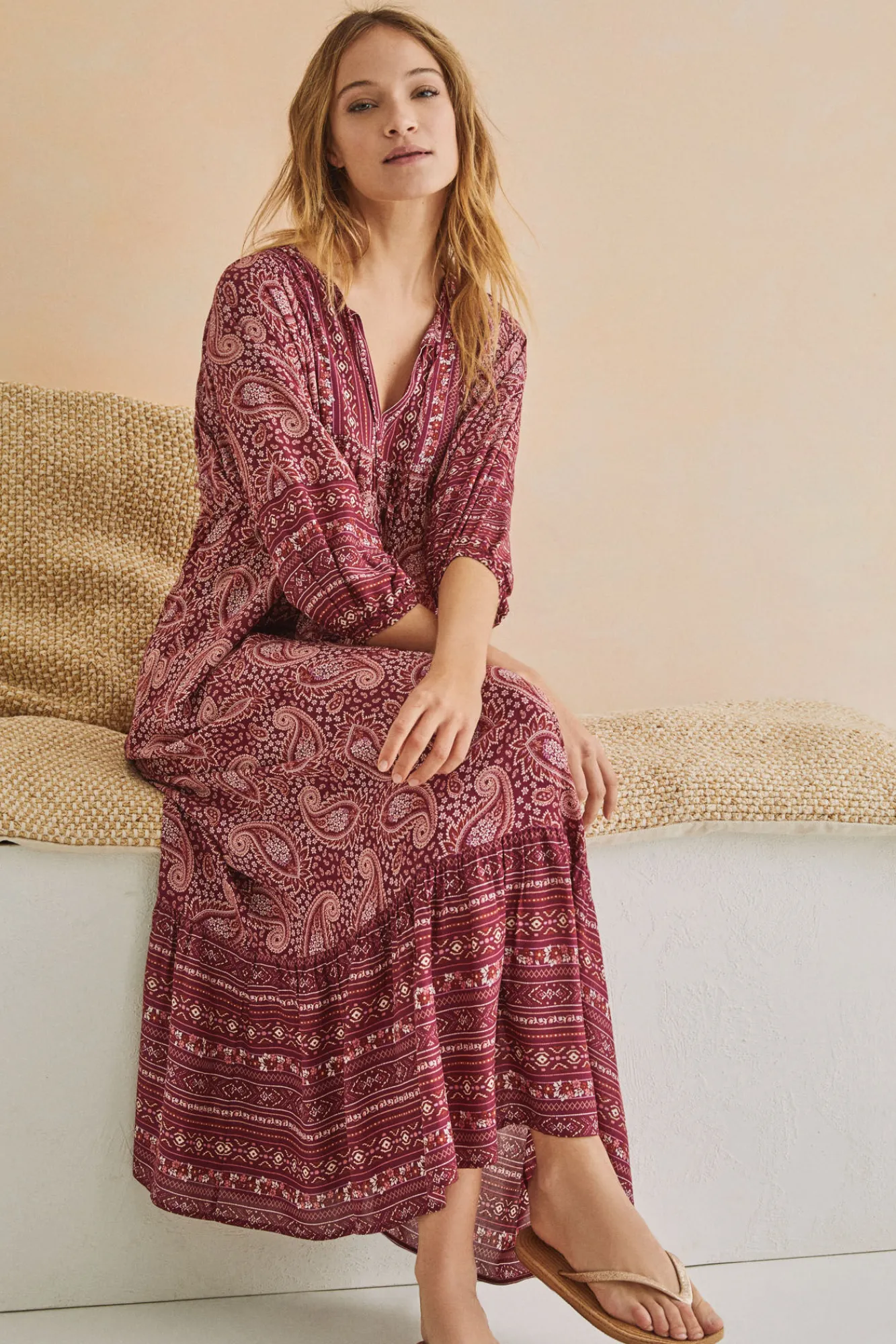Women'secret Vestido Largo Hindu Estampado Hot