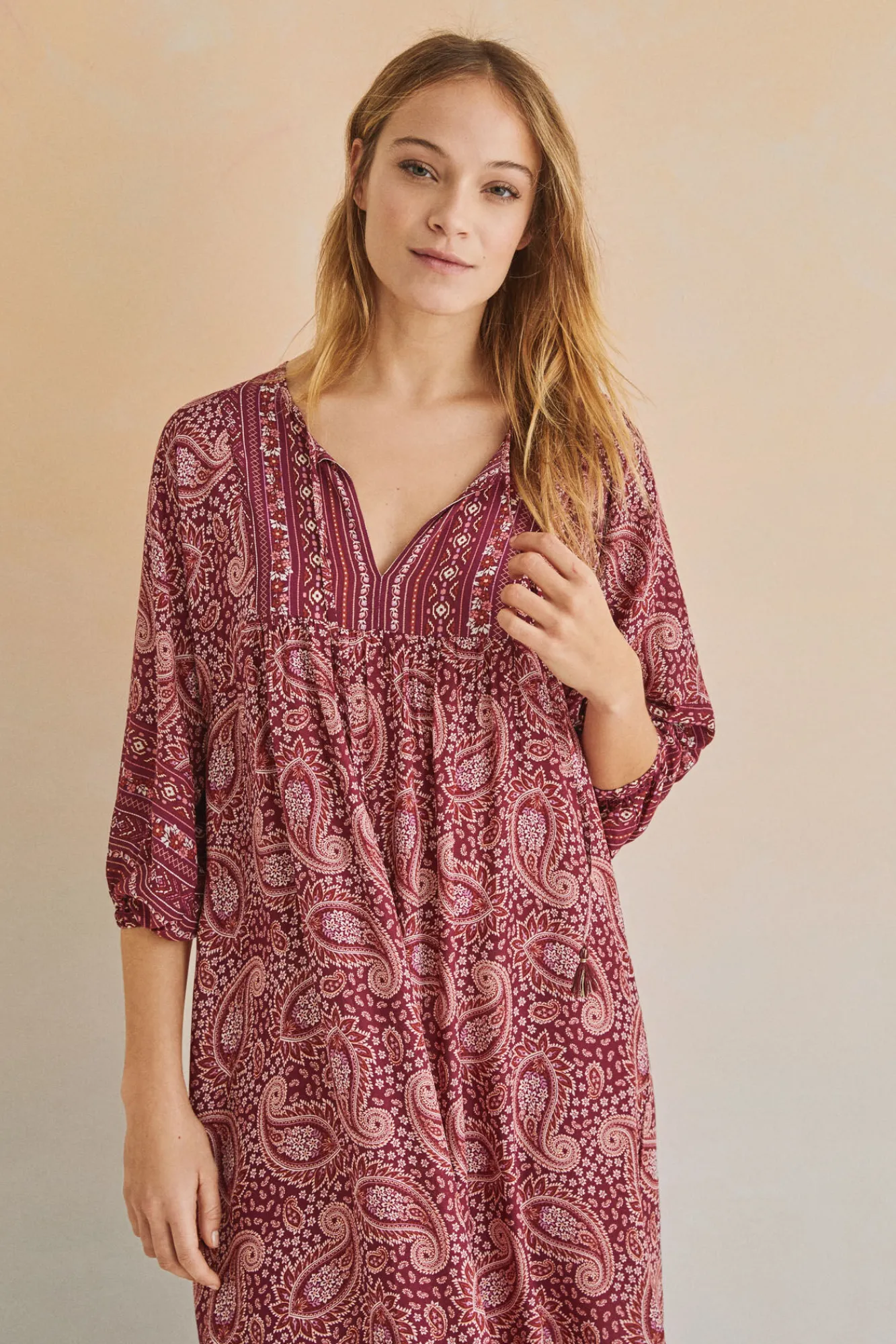 Women'secret Vestido Largo Hindu Estampado Hot