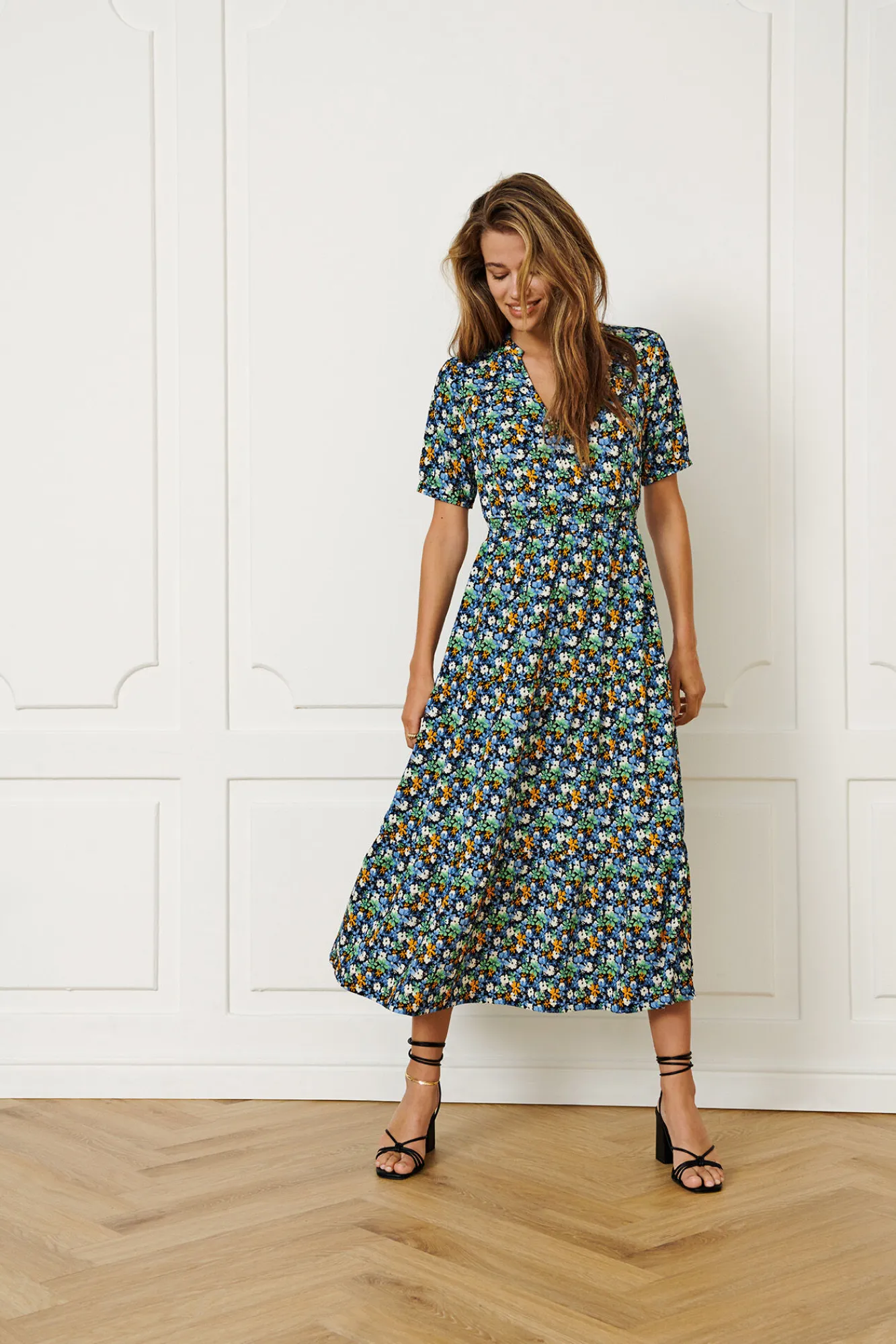 JDY Vestido Largo Manga Corta Negro Sale