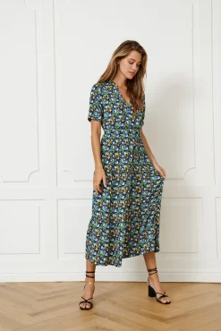 JDY Vestido Largo Manga Corta Negro Sale