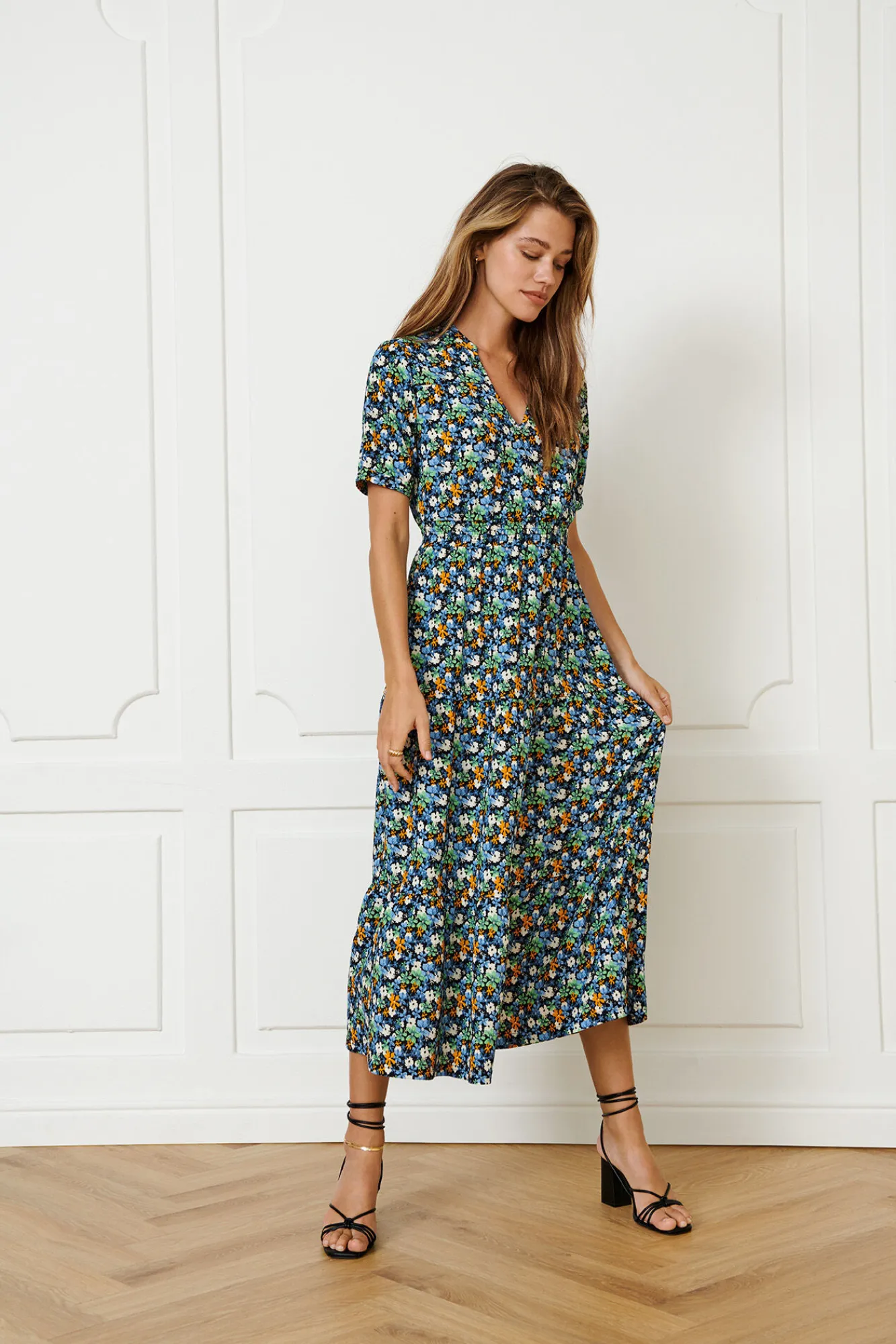 JDY Vestido Largo Manga Corta Negro Sale