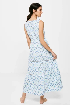 * Vestido Largo Paneles Estampado Amarillo Clearance