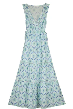 * Vestido Largo Paneles Estampado Amarillo Clearance