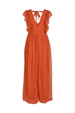 Vila Vestido Largo Plumeti Sin Mangas Naranja Hot