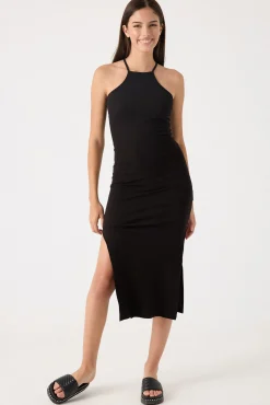 Inside Vestido Largo Rib Negro Clearance
