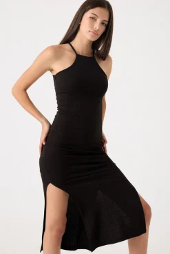 Inside Vestido Largo Rib Negro Clearance