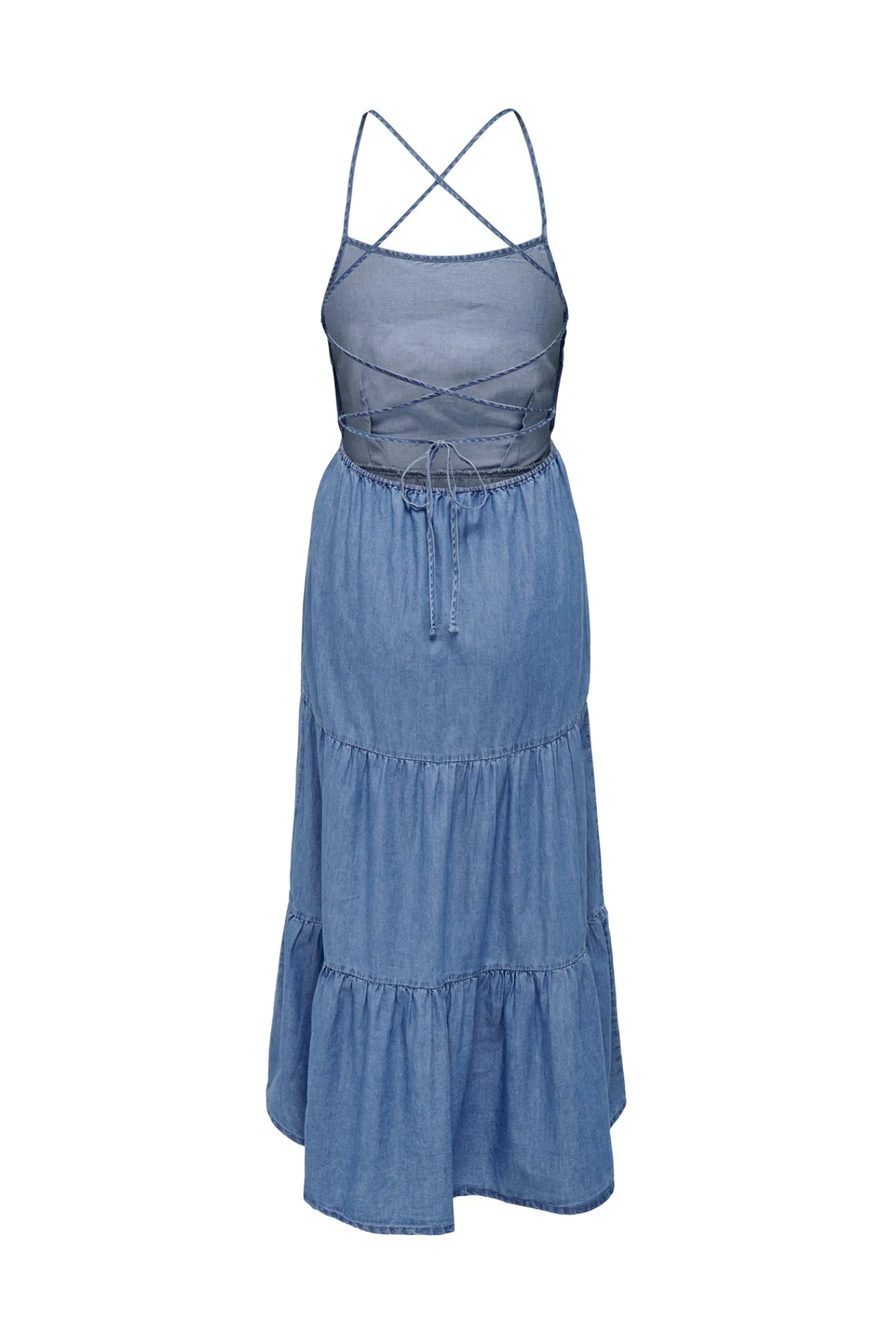 Only Vestido Largo Tencel Azul Medio