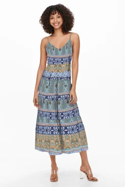Only Vestido Largo Tirantes Azul Medio Sale
