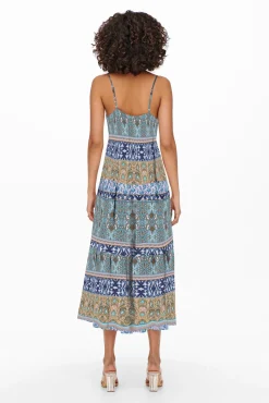 Only Vestido Largo Tirantes Azul Medio Sale