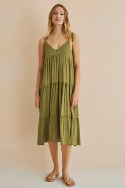 Women'secret Vestido Largo Tirantes Verde Outlet