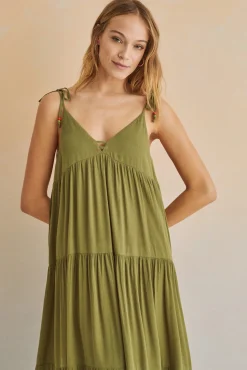 Women'secret Vestido Largo Tirantes Verde Outlet