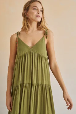 Women'secret Vestido Largo Tirantes Verde Outlet