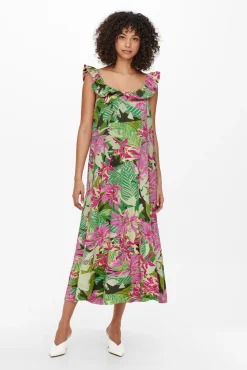 Only Vestido Largo Tirantes Verde Hot