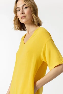 Tiffosi Vestido Lino Con Bolsillos Laterales Dorado Clearance