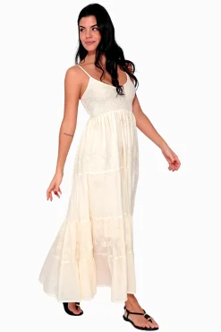 Brave Soul Vestido Listo De Tirantes Bordado Blanco Hot
