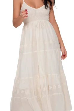Brave Soul Vestido Listo De Tirantes Bordado Blanco Hot