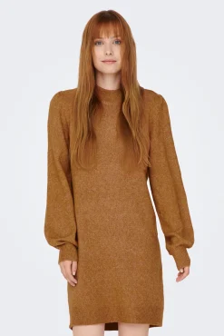 JDY Vestido Manga Abullonada Marron Medio Sale