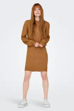 JDY Vestido Manga Abullonada Marron Medio Sale