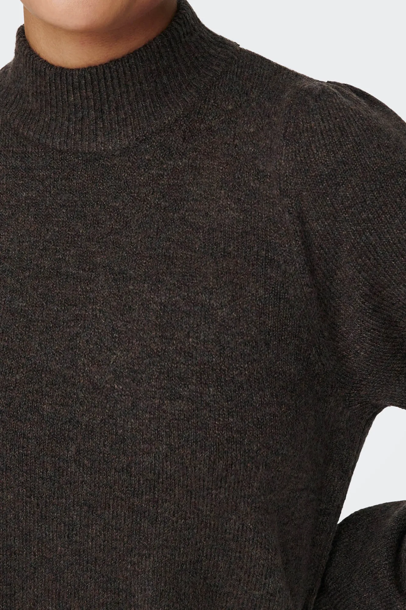 JDY Vestido Manga Abullonada Marron Oscuro