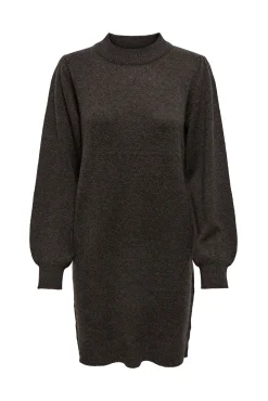 JDY Vestido Manga Abullonada Marron Oscuro