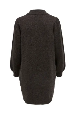 JDY Vestido Manga Abullonada Marron Oscuro