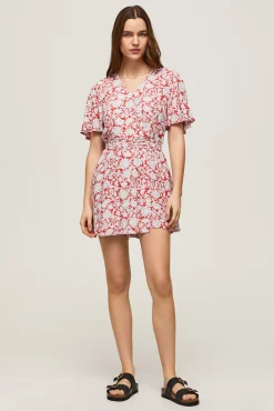Pepe Jeans Vestido Manga Corta Con Estampado. Multicolor Hot