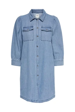 Only Vestido Manga Larga Denim Azul Claro Discount