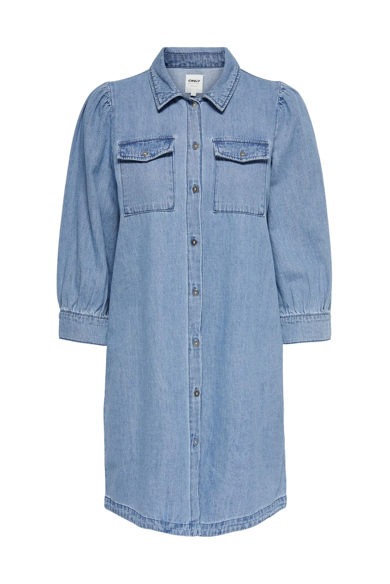 Only Vestido Manga Larga Denim Azul Claro Discount