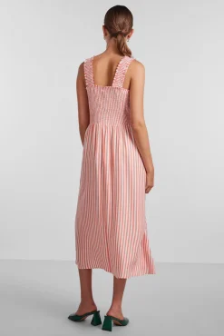 Pieces Vestido Midi Naranja Best
