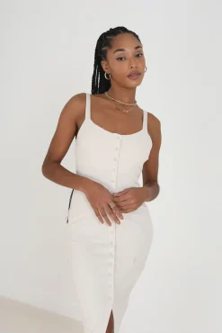 Brave Soul Vestido Midi Ajustado De Tirantantes Marron Hot