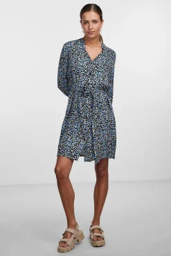 Pieces Vestido Midi Camisero Azul Indigo Outlet