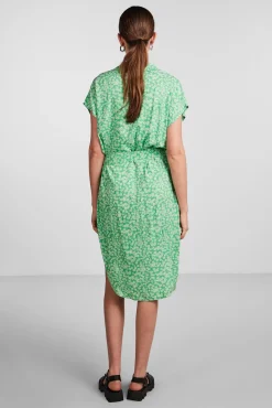 Pieces Vestido Midi Camisero. Verde Best