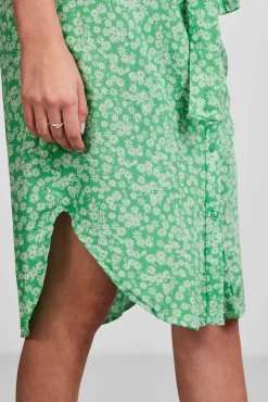 Pieces Vestido Midi Camisero. Verde Best