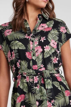 Pieces Vestido Midi Camisero. Estampado Verde Outlet