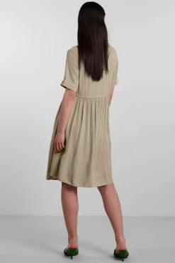 Pieces Vestido Midi Camisero Marron Sale
