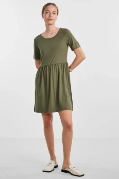 Pieces Vestido Midi Camisero. Verde Best