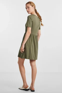 Pieces Vestido Midi Camisero. Verde Best