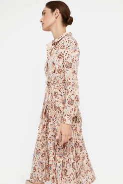 Cortefiel Vestido Midi Camisero Estampado Blanco New